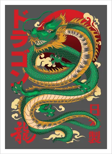Anime Green Japanese Dragon