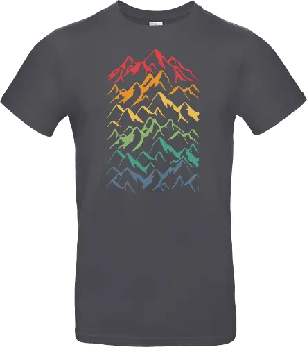 Retro Mountains Lines - mountain, berg, retro, rainbow - Standard T-Shirt