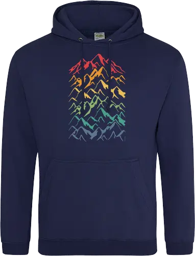 Retro Mountains Lines - mountain, berg, retro, rainbow - Standard Hoodie