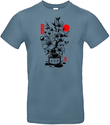 Black Cherry Blossom Japanese Ink - flower, ink - Standard T-Shirt