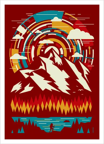 Outdoors Futuristic Mountains - Retro