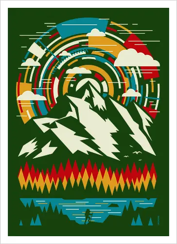 Outdoors Futuristic Mountains - Retro