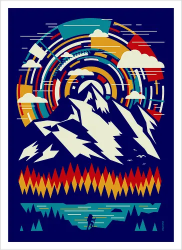 Outdoors Futuristic Mountains - Retro