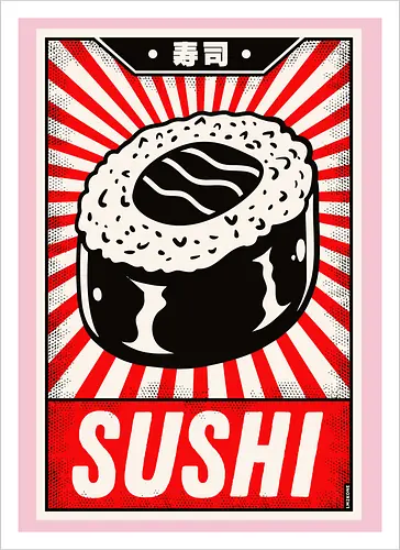 Retro Sushi Vintage Poster