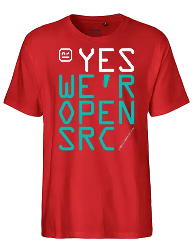 YES WE'R OPEN SRC DARK - robot framework - Fairtrade T-Shirt