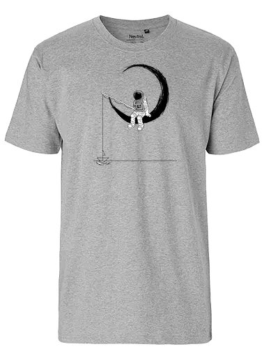 lonely astronaut. - black - moon, mond, astronaut, angeln - Fairtrade T-Shirt