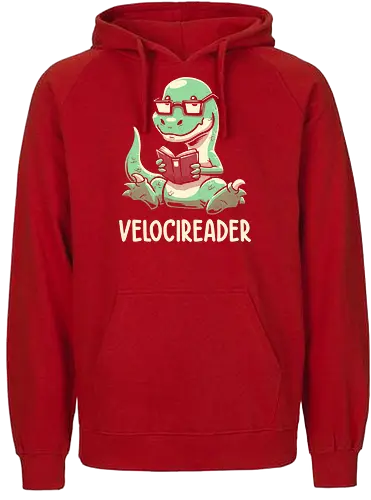 Velocirder - dinosaur, books - Fairtrade Hoodie