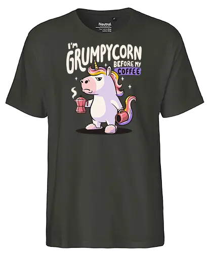 Grumpycorn - unicorn, coffee - Fairtrade T-Shirt