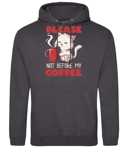Not Before My Coffee - cat, katze, müde, coffee, kaffee - Standard Hoodie