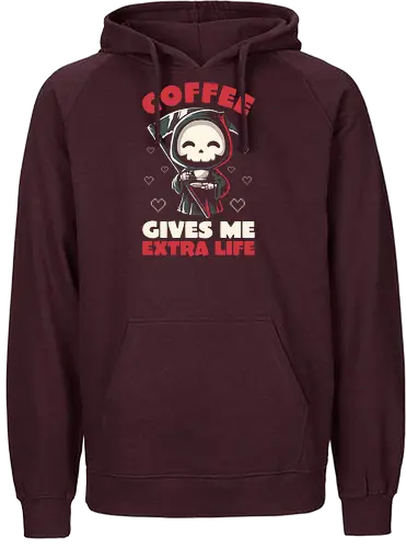 Coffee Gives Me Extra Life - coffee, kaffee, sense, rper, dth - Fairtrade Hoodie
