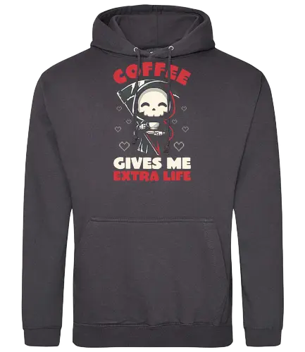 Coffee Gives Me Extra Life - coffee, kaffee, sense, rper, dth - Standard Hoodie
