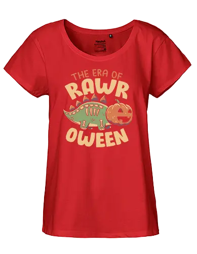 The Era of Rawroween - rawr, halloween, dinosaur, jack-o-lantern - Fairtrade Girl Shirt