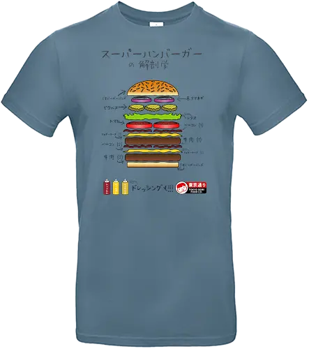 Super Burger Anatomy - Japanese, burger, hamburger, food - Standard T-Shirt