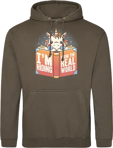Hiding From The Real World - unicorn, einhorn, lesen, buch, bücher, books - Standard Hoodie