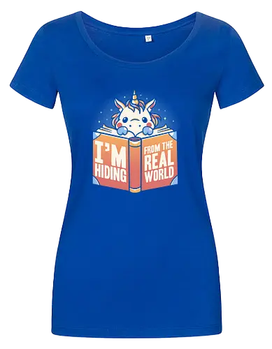 Hiding From The Real World - unicorn, einhorn, lesen, buch, bücher, books - Women T-Shirt