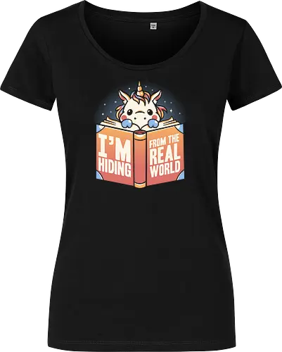Hiding From The Real World - unicorn, einhorn, lesen, buch, bücher, books - Women T-Shirt