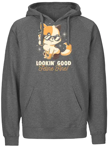 Feline Fine - Funny Cute Cat Sarcasm Gift - feline, cat, katze, Feeling good - Fairtrade Hoodie