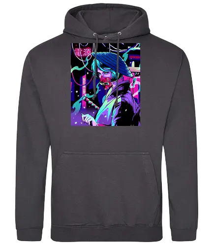 Cyber Death Geisha - neon, colorful, geisha, japan - Standard Hoodie