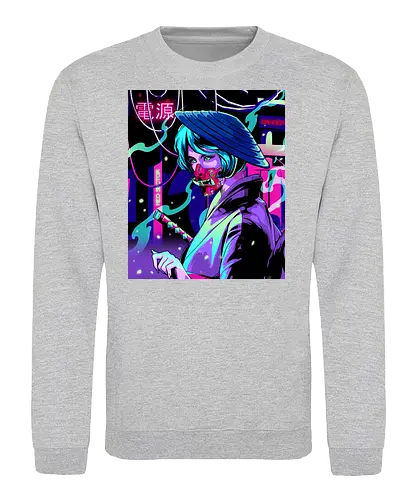 Cyber Death Geisha - neon, colorful, geisha, japan - Sweatshirt