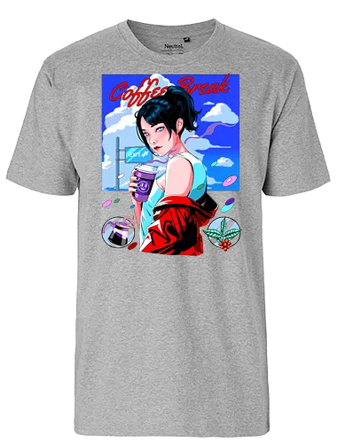Coffee Break Girl - coffee, neon - Fairtrade T-Shirt