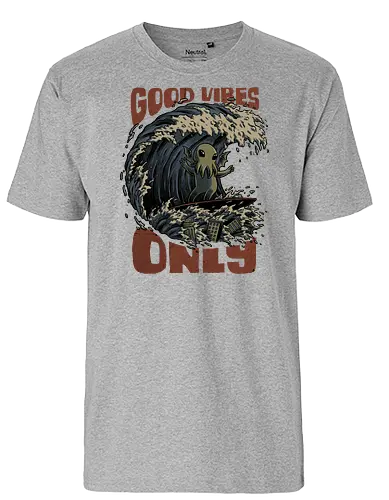 Cthulhu Good Vibes Only - cthulhu, lovecraft, Surfing, kaiju - Fairtrade T-Shirt
