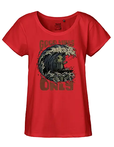 Cthulhu Good Vibes Only - cthulhu, lovecraft, Surfing, kaiju - Fairtrade Girl Shirt