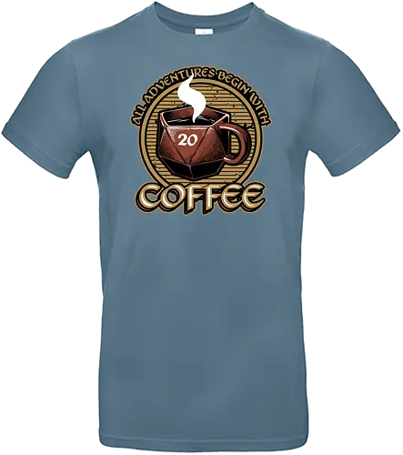 RPG - All adventures begin with coffee - pen and paper, rpg, dice, würfel, coffee, kaffee - Standard T-Shirt