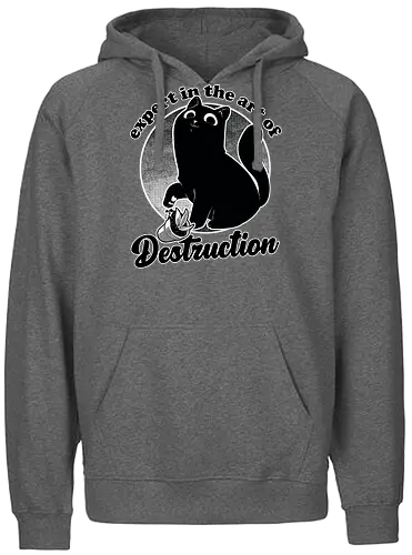 Expert in Destruction - Cute Black Cat - zerstörung, cat, katze - Fairtrade Hoodie
