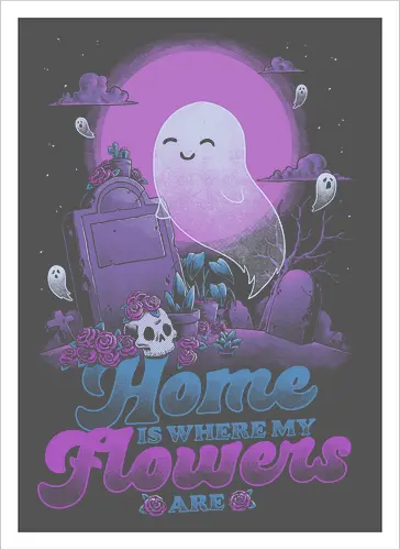 Ghost Home Flowers Dark Humor Pun