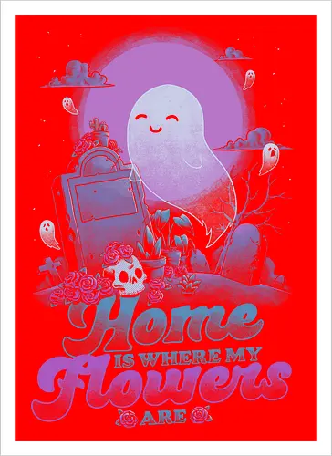 Ghost Home Flowers Dark Humor Pun