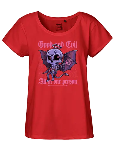 Good and Evil - Funny Diabolical Skull - good, evil, demon - Fairtrade Girl Shirt