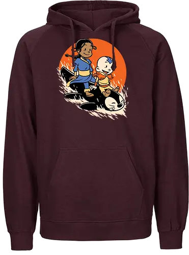 Penguin Sledding Winter Fun - bender, elements, cartoon - Fairtrade Hoodie