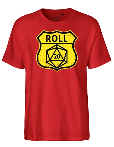 Route d20 Sign - Route 66 Parody - Route 66, dice, rpg, fantasy, pen and paper - Fairtrade T-Shirt