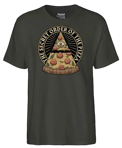 Secret Order of the Pizza - Illuminati Food - illuminati, pizza, religion, fast food - Fairtrade T-Shirt