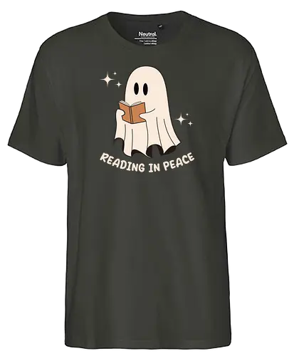 Reading In Peace Ghost - ghost, geist, lesen, rip - Fairtrade T-Shirt