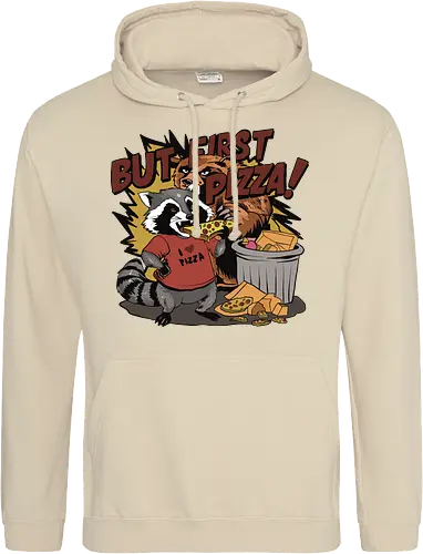 raccoon ting a slice of pizza