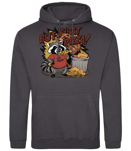 raccoon ting a slice of pizza - pizza, raccoon, trash - Standard Hoodie