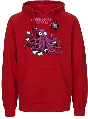 octopus i need more coffee - caffeine - Fairtrade Hoodie