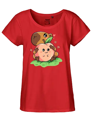 capeachbara - Capibara, cuddle, peach - Fairtrade Girl Shirt