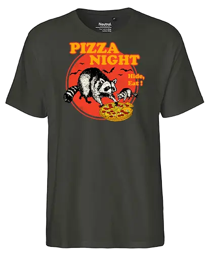 Pizza Night - raccoon, trash panda, pizza - Fairtrade T-Shirt
