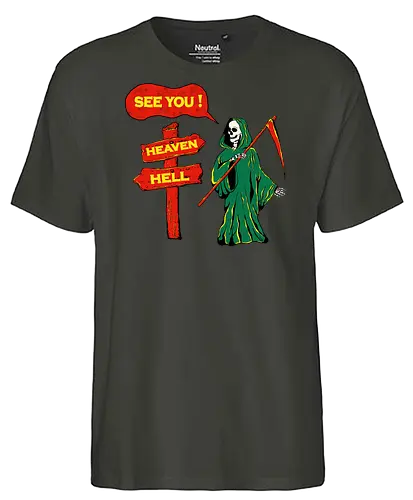 See You - skeleton, hell, death, heaven - Fairtrade T-Shirt