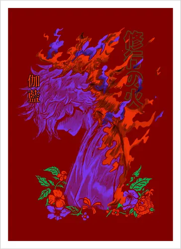 Fire Monk - anime, manga, hell, paradise - Artprint