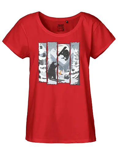 Wild Snow - Snowboard, Ski, bär, Scenery, sport, br - Fairtrade Girl Shirt