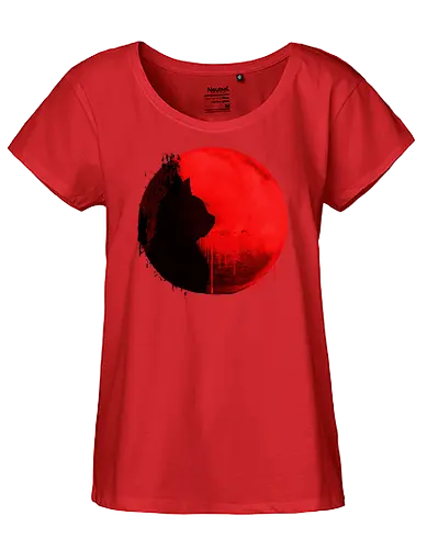 Awesome Cute Cats - Blood Moon, cat, cute - Fairtrade Girl Shirt