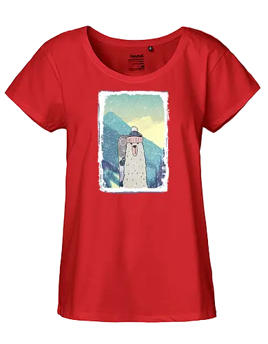 Bear with Snowboard - bär, snow, schnee - Fairtrade Girl Shirt