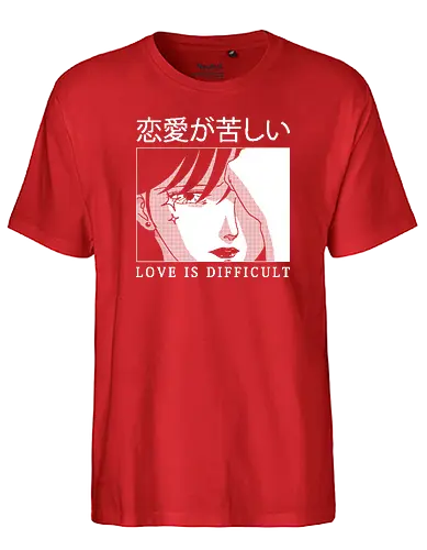 Love is Difficult - liebe, love, anxiety, sad, anime, manga, 80s - Fairtrade T-Shirt