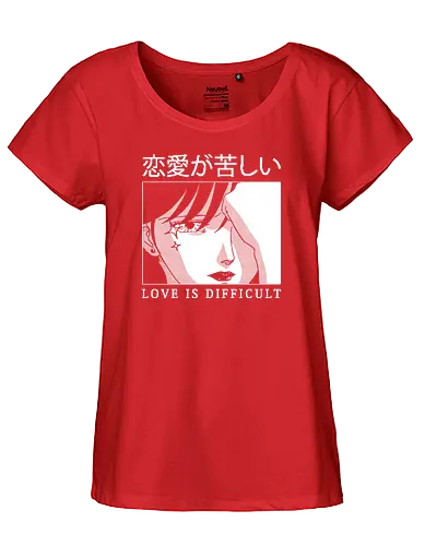 Love is Difficult - liebe, love, anxiety, sad, anime, manga, 80s - Fairtrade Girl Shirt