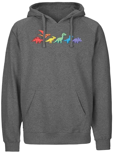 Rainbow Dinos - dino, dinosaur, rainbow - Fairtrade Hoodie