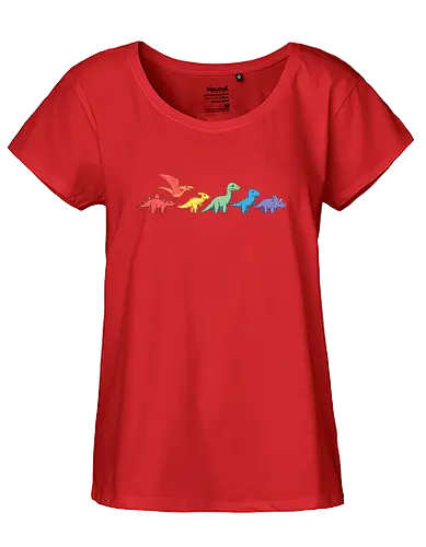 Rainbow Dinos - dino, dinosaur, rainbow - Fairtrade Girl Shirt