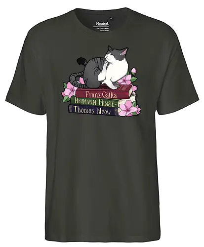 Franz Catka - Cats x Literature Series - cat, katze, lesen, buch, books, classic literature - Fairtrade T-Shirt